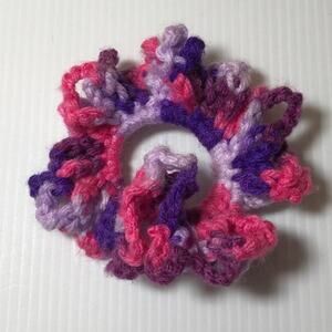 NWT Purple Pink Handmade Crocheted Hair Scrunchie